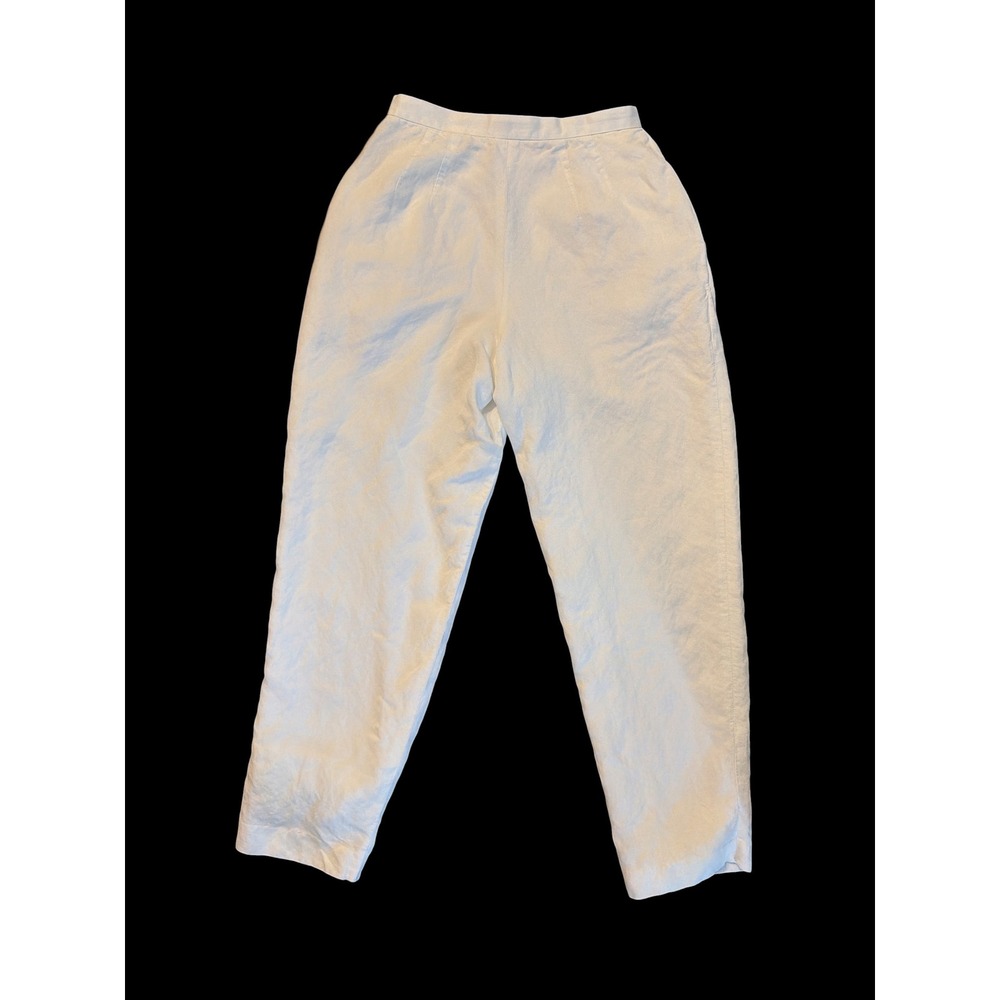 Ann Taylor Linen lined pockets Blend High Waist Tapered Trousers Pants Sz 6 USA